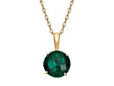 Round Lab Created Emerald 10K Yellow Gold Pendant 0.85ctw