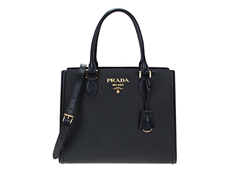 PRADA ブラック ハンドバッグ Prada Saffiano Lux Black Medium Satchel Handbag - 14C9HA | JTV