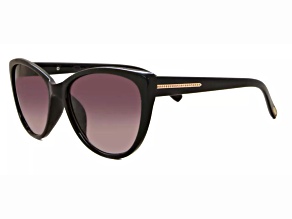 OSCAR by Oscar de la Renta Black Cat Eye Frame / Smoke Gradient Lenses Sunglasses