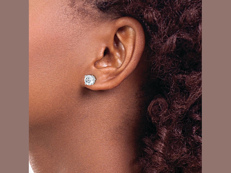 Rhodium Over 14K White Gold 2.50ct. 7.0mm Round D E F Pure Light Moissanite Earrings