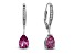 Rhodium Plated over Sterling Silver with Pink Color Cubic Zirconia Teardrop Earrings