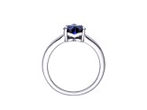 Heart Shape Lab Created Blue Sapphire Rhodium Over Sterling Silver Solitaire Ring