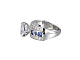 Blue And White Cubic Zirconia Platinum Over Silver Ring 6.21ctw