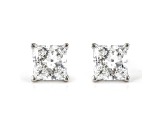 Certified Princess Cut White Lab-Grown Diamond E-F SI 18k White Gold Stud Earrings 2.00ctw