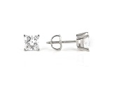 Certified Princess Cut White Lab-Grown Diamond E-F SI 18k White Gold Stud Earrings 2.00ctw