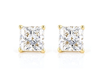 Picture of Princess Cut White IGI Certified Lab-Grown Diamond 18k Yellow Gold Stud Earrings 2.00ctw
