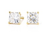 Princess Cut White IGI Certified Lab-Grown Diamond 18k Yellow Gold Stud Earrings 2.00ctw