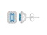 6x4mm Emerald Cut Aquamarine 1/5 ctw Diamond Rhodium Over Sterling Silver Halo Stud Earrings