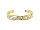 White Diamond Accent 18k Yellow Gold Over Sterling Silver Cuff Bracelet