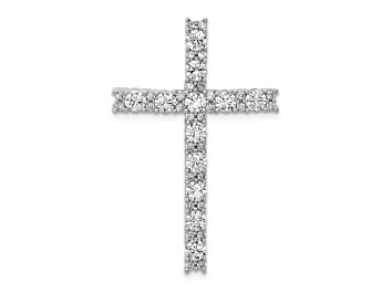 Picture of Rhodium Over 14k White Gold Diamond Latin Cross Pendant