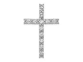 Rhodium Over 14k White Gold Diamond Latin Cross Pendant