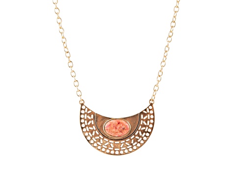 Barse Jewelry Orange Sponge Coral Pharoah Gold Tone Necklace