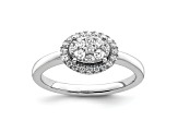 Rhodium Over 14K White Gold Diamond Oval Halo Cluster Engagement Ring 0.30ctw