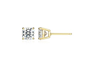 Square Cushion Cut Moissanite 14k Yellow Gold Over Silver Stud Earrings 2.60ctw DEW