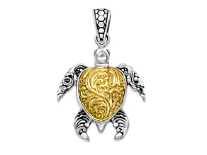 Silver Treasures by Samuel B. Sterling Silver with 18K Yellow Gold Turtle Pendant
