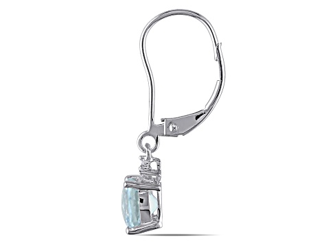 Aquamarine and Diamond 10K White Gold Earrings 1.72ctw