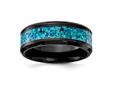 Black Zirconium Polished with Blue Imitation Opal Inlay 8.00mm Band