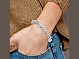 Rhodium Over Sterling Silver Monaco Link Cubic Zirconia Pavé Clasp 7.5-inch Bracelet