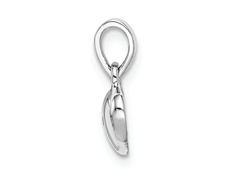 Rhodium Over Sterling Silver Polished and Satin Cubic Zirconia Heart Children's Pendant