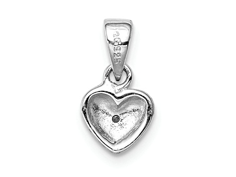 Rhodium Over Sterling Silver Polished and Satin Cubic Zirconia Heart Children's Pendant