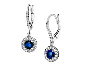 0.52ctw Sapphire and Diamond Earrings in 14k White Gold