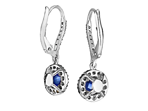 0.52ctw Sapphire and Diamond Earrings in 14k White Gold