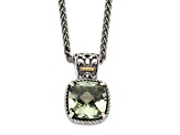 Sterling Silver Antiqued with 14K Accent Green Quartz Necklace