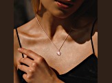 Created White Sapphire Floral Solitaire Pendant with Chain in Rose Plated Sterling Silver