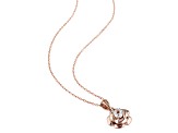 Created White Sapphire Floral Solitaire Pendant with Chain in Rose Plated Sterling Silver