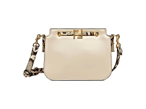 Fendi Touch Ivory and Python Print Leather Shoulder Bag