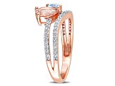 1.39ctw Morganite, Aquamarine And Diamond 10k Rose Gold 2-Stone Ring