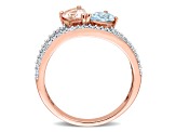 1.39ctw Morganite, Aquamarine And Diamond 10k Rose Gold 2-Stone Ring