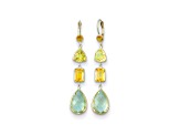 14K Yellow Gold Citrine, Lemon Quartz, and Prasiolite Earrings