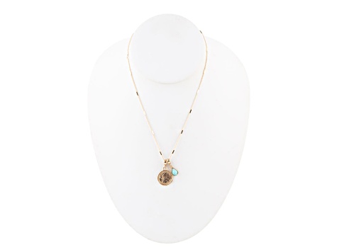 Barse Jewelry Blue Amazonite Gold Tone Virgo Charm Necklace