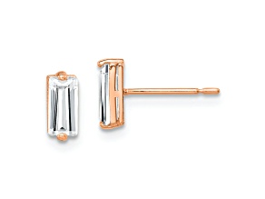 10k Rose Gold Polished Cubic Zirconia Stud Earrings