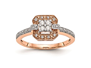 14K Rose Gold Diamond Cluster Engagement Ring 0.19ctw