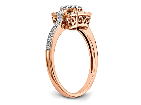 14K Rose Gold Diamond Cluster Engagement Ring 0.19ctw