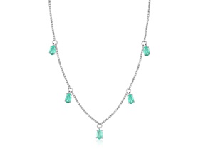 Oval Emerald Sterling Silver Dainty Necklace, 1.40ctw