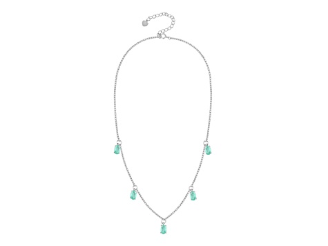Oval Emerald Sterling Silver Dainty Necklace, 1.40ctw