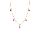 Oval Ruby 14K Yellow Gold Over Sterling Silver Dainty Necklace, 1.50ctw
