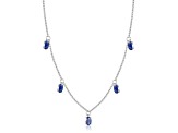 Oval Sapphire Sterling Silver Dainty Necklace, 1.50ctw