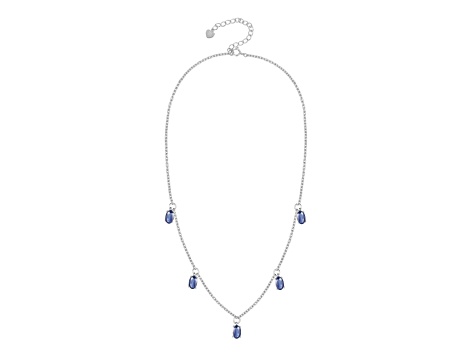 Oval Sapphire Sterling Silver Dainty Necklace, 1.50ctw