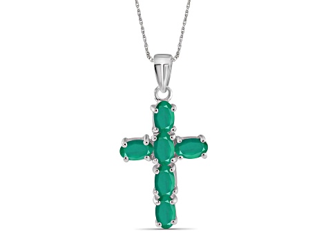 Green Emerald Rhodium Over Sterling Silver Pendant with Chain 1.80ctw