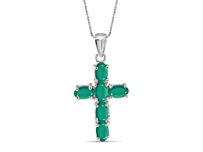 Green Emerald Rhodium Over Sterling Silver Pendant with Chain 1.80ctw