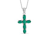 Green Emerald Rhodium Over Sterling Silver Pendant with Chain 1.80ctw