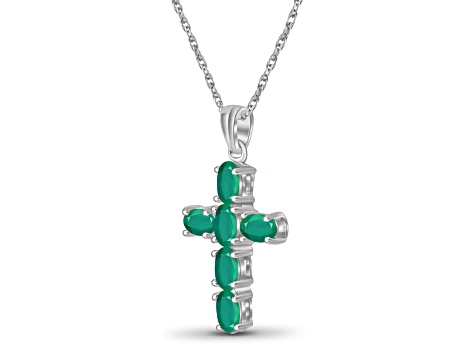 Green Emerald Rhodium Over Sterling Silver Pendant with Chain 1.80ctw