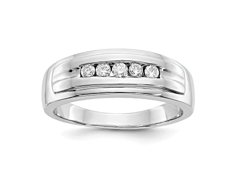 Rhodium Over 14K White Gold Lab Grown Diamond SI1/SI2, G H I, Men's Ring