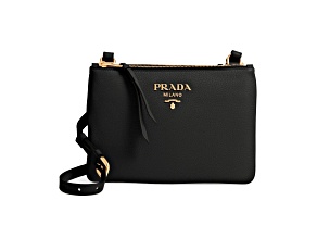 Prada Vitello Phenix Leather Gold Hardware Black Crossbody