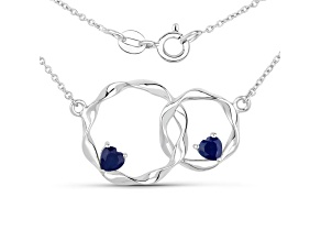 Blue Sapphire Rhodium Over Sterling Silver Heart Infinity Necklace 0.7ctw