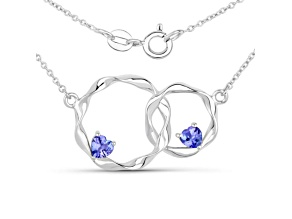 Purple Tanzanite Rhodium Over Sterling Silver Heart Infinity Necklace 0.38ctw